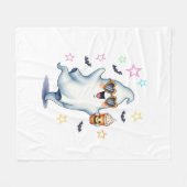 幽霊クールハロウィーンビベス フリースブランケット (正面(横))