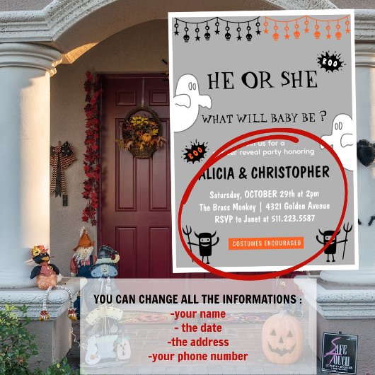 幽霊グレイ10月ハロウィンジェンダーの発表 招待状