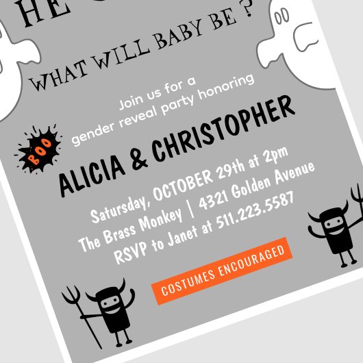 幽霊グレイ10月ハロウィンジェンダーの発表 招待状