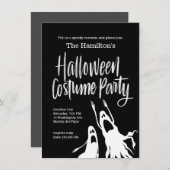 幽霊グールズ白黒ハロウィーンの衣装パーティー 招待状 (正面/裏面)