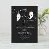 幽霊グールハロウィーンジェンダーパーティーブラック 招待状 (スタンド正面)