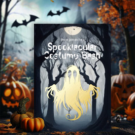幽霊コスチュームとカクテルハロウィンパーティー 箔招待状