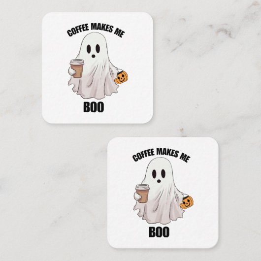 幽霊コーヒーハロウィンおもしろい スクエア名刺 (正面/裏面)