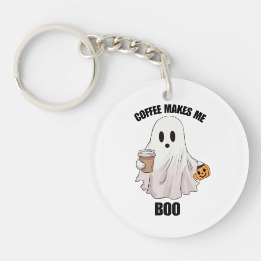 幽霊コーヒーハロウィンおもしろ キーホルダー (正面)