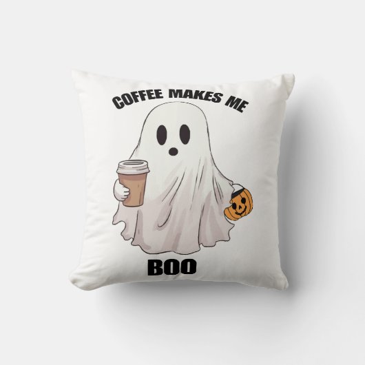幽霊コーヒーハロウィンおもしろ  クッション (正面)