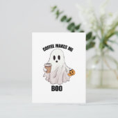 幽霊コーヒーハロウィンおもしろ ポストカード (スタンド正面)