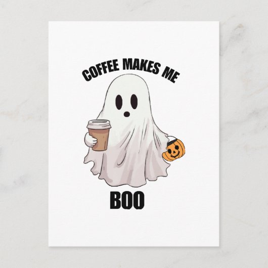 幽霊コーヒーハロウィンおもしろ ポストカード (正面)