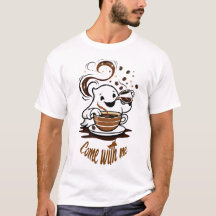 幽霊コーヒー招待Tシャツ – “一緒に来て”