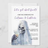 幽霊シートフェイスコスチューム&カクテルハロウィーン 招待状 (正面)