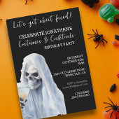 幽霊シートフェイスコスチューム&カクテル誕生日 招待状