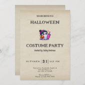 幽霊ジャックオランタンスターズヴィンテージハロウィン 招待状 (正面/裏面)
