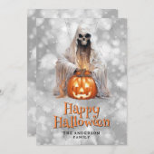 幽霊ジャックオランタンハッピーハローウィンカード シーズンカード (正面/裏面)