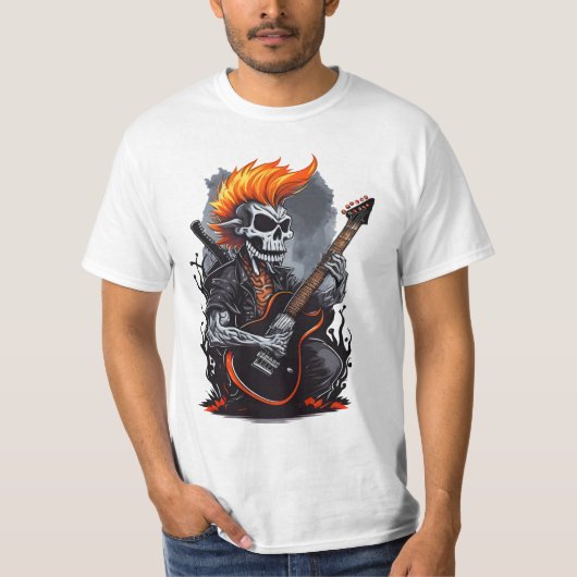幽霊スカル遊ズギター Tシャツ (正面)