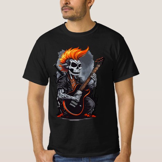幽霊スカル遊ズギター Tシャツ (正面)