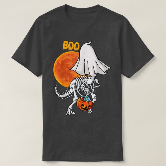 幽霊スケルトンおもしろい恐竜ブハロウィンボーイズM Tシャツ (デザイン正面)