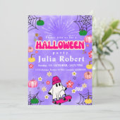 幽霊スケートボードハロウィーンパンプキンパープル 招待状 (スタンド正面)