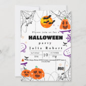 幽霊スケートボードハロウィーンパンプキンパープル 招待状 (正面)
