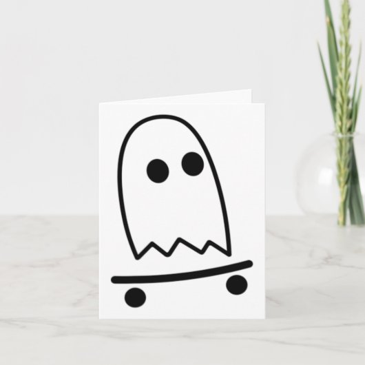 幽霊スケートボード怠惰ハロウィンコスチュームおもしろいスカ カード (正面)