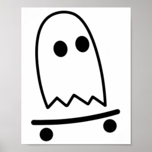 幽霊スケートボード怠惰ハロウィンコスチュームおもしろいスカ ポスター