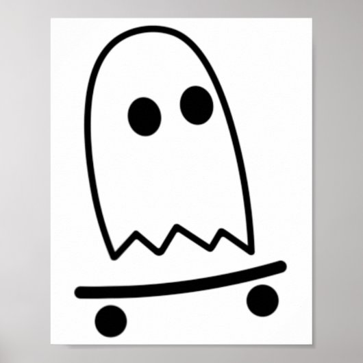 幽霊スケートボード怠惰ハロウィンコスチュームおもしろいスカ ポスター (正面)