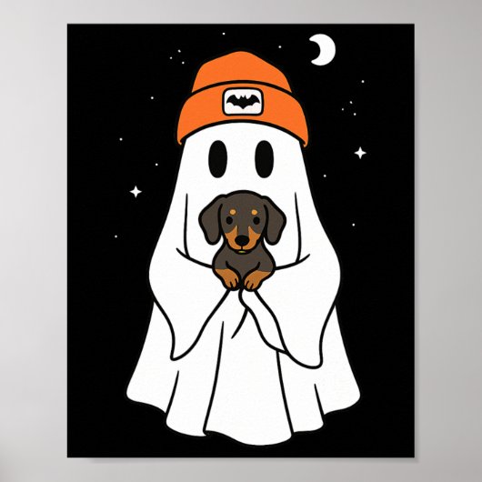 幽霊ダックスシャンドドキシ動物愛好家ハロウィンベエニ ポスター (正面)