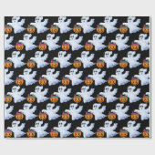 幽霊トリックまたはトリートハロウィーンオレンジブラック ラッピングペーパー (フラット)