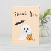 幽霊トリックまたは処理こうもりハロウィンキャンディ サンキューカード (スタンド正面)