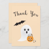 幽霊トリックまたは処理こうもりハロウィンキャンディ サンキューカード (正面/裏面)