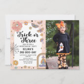 幽霊トリックまたは3ハロウィーン3回目の誕生日の写真 招待状 (正面)