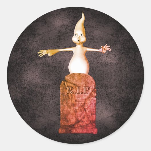 幽霊トンムストーンハロウィンおもしろい  ラウンドシール (正面)