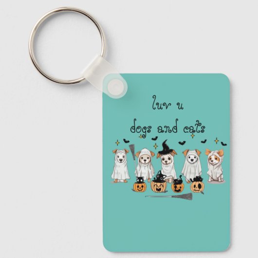 幽霊ドッグブラックキャットパンプキンハロウィーン キーホルダー (正面)