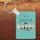 幽霊ドッグブラックキャットパンプキンハロウィーン キーホルダー (正面)