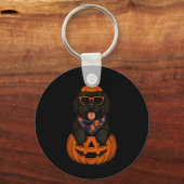 幽霊ニューファンドランド犬のかぼちゃハロウィン キーホルダー (正面)