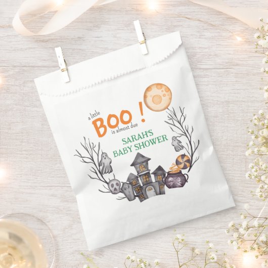 幽霊ハウスハロウィーンベビーシャワー秋テーマ フェイバーバッグ (クリップ留めされた状態)