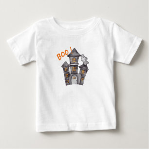 幽霊ハウスハロウィーンベビーシャワー ベビーTシャツ
