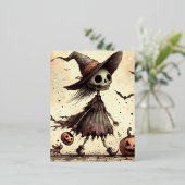 幽霊ハットハロウィーン 箔シーズンポストカード (立ち正面)