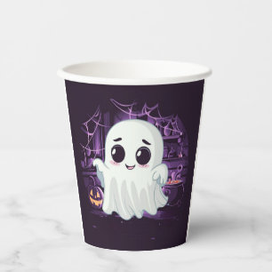 幽霊ハロウィンカワイイイラストレーション紙カップ 紙コップ