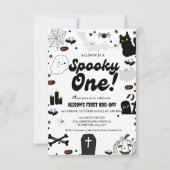 幽霊ハロウィン不気味ワンファースト誕生日 招待状 (正面)