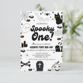 幽霊ハロウィン不気味ワンファースト誕生日 招待状 (スタンド正面)