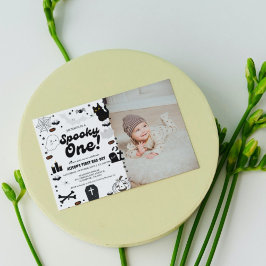 幽霊ハロウィン不気味ワンファースト誕生日 招待状