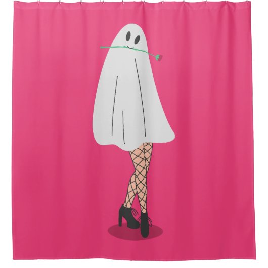 幽霊ハロウィン魚網ストッキング脚 シャワーカーテン (正面)