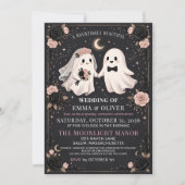 幽霊ハロウィン ダークフラワーの結婚式 招待状 (正面)