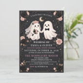 幽霊ハロウィン ダークフラワーの結婚式 招待状 (スタンド正面)