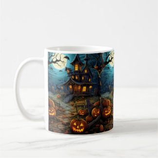 幽霊ハロウィン・パンプキンハウスの不気味なコーヒーマグ コーヒーマグカップ