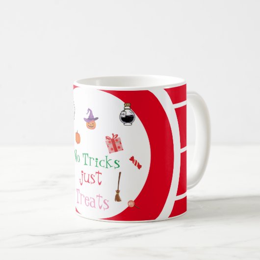 幽霊ハロウィーンいいえトリックだけでカボチャを扱う コーヒーマグカップ (正面右)