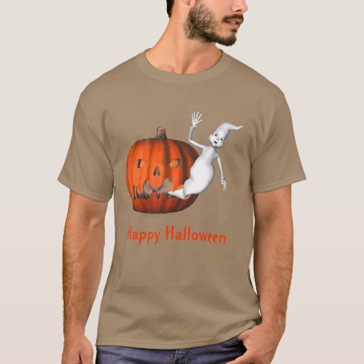 幽霊ハロウィーンのカボチャのちょうちんおかしいハロウィーン Tシャツ (正面)