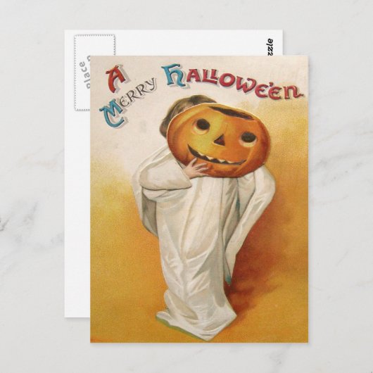 幽霊ハロウィーンのカボチャのちょうちんパンプキンチャイルド ポストカード (正面/裏面)