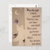 幽霊ハロウィーンのカボチャのちょうちんパンプキンブラックキャット ポストカード (正面/裏面)