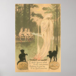 幽霊ハロウィーンのカボチャのちょうちんブラックキャット小妖精や小人 ポスター