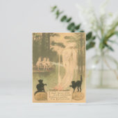 幽霊ハロウィーンのカボチャのちょうちんブラックキャット小妖精や小人 ポストカード (スタンド正面)